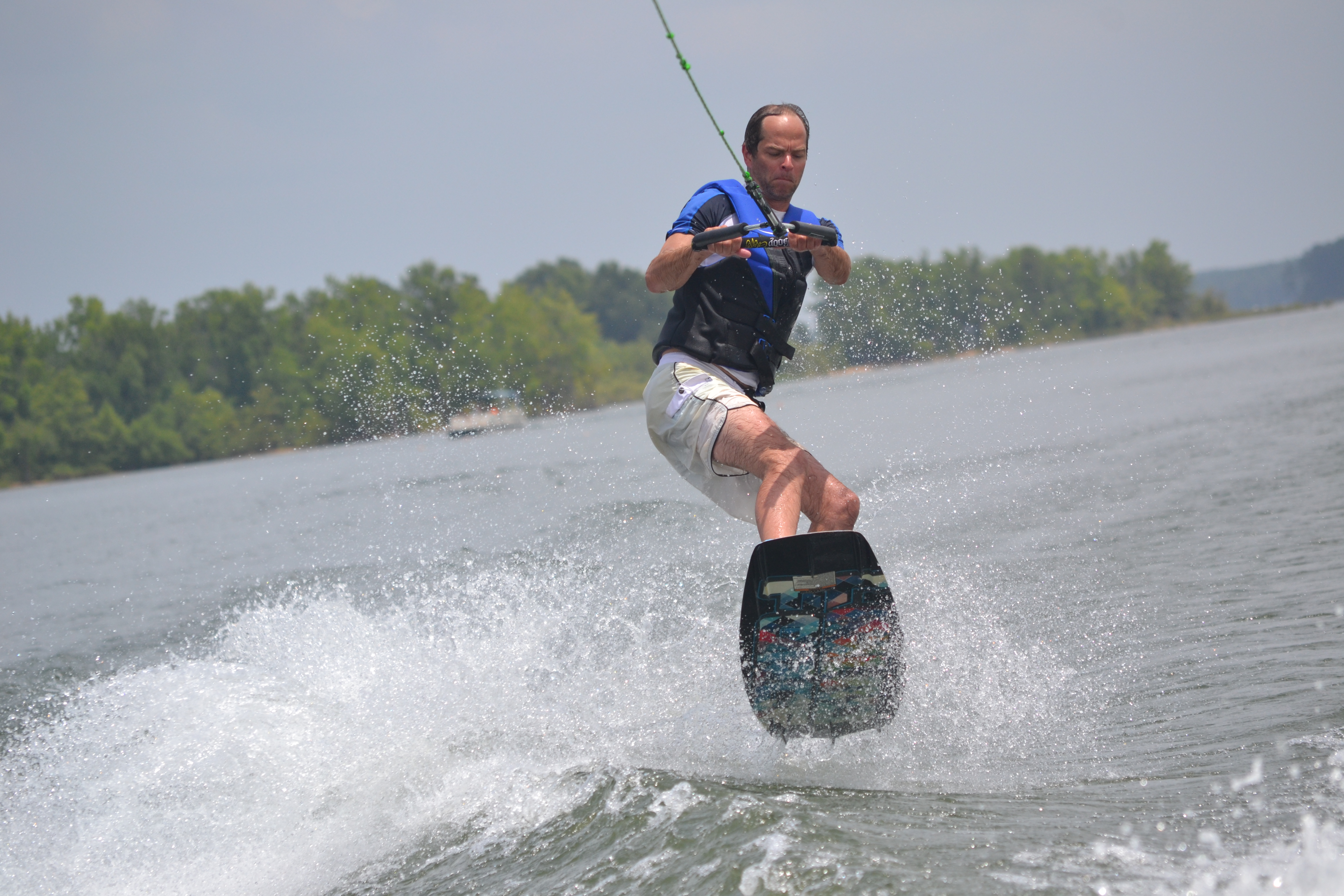 Great weekend on Kerr Lake, even dad got some time on his board!